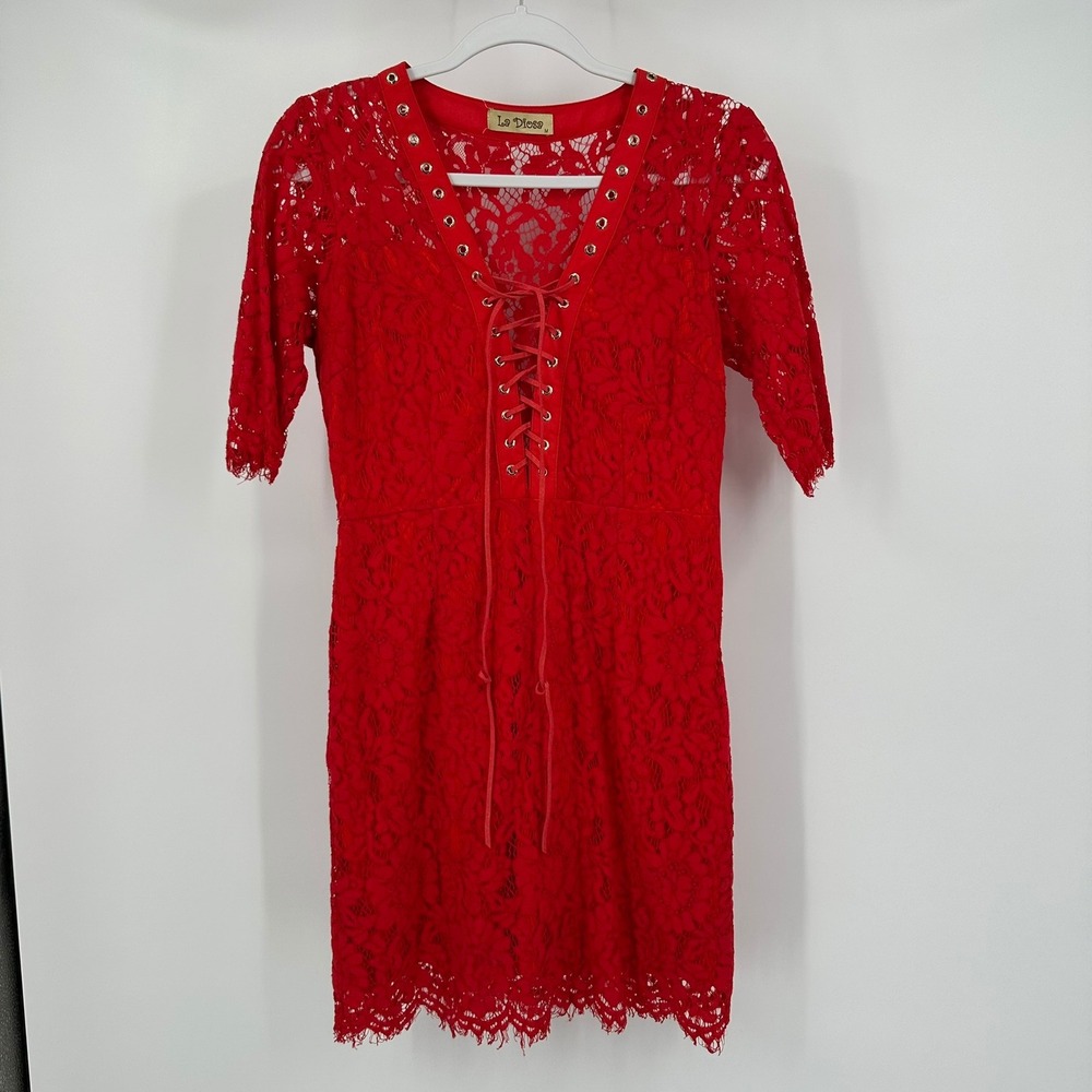 Womens Cottage Noir Lace Dress‎ Size M Romantic Sheer Floral Boho Evening